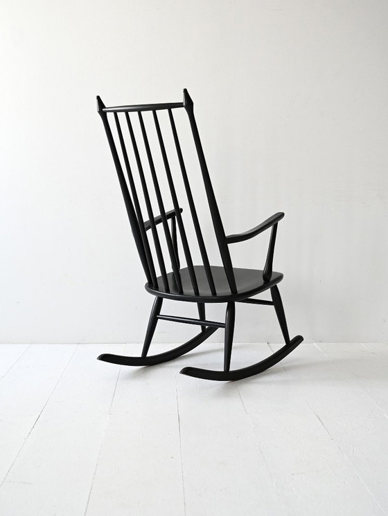 Image 1 of Vintage Danish Rocking Chair in Windsor Style
