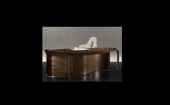 Giorgetti Erasmo Desk with two Genius armchairs in brown leather – Wood (photo 11 of 15)