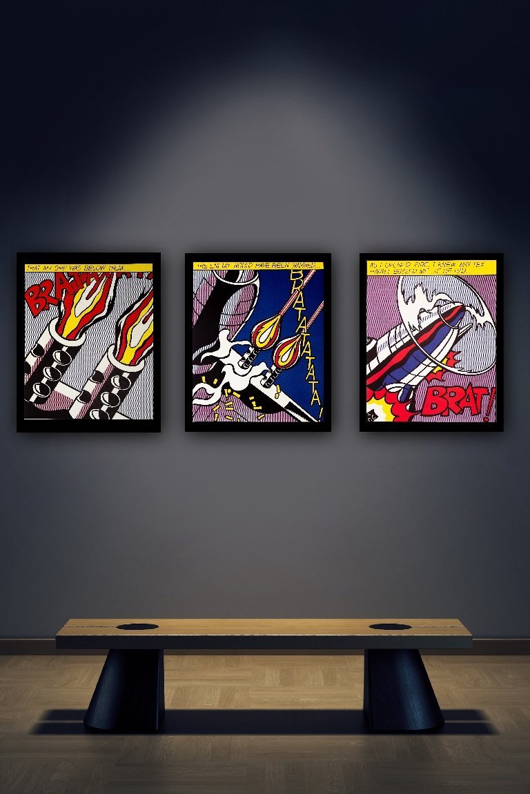 Roy Lichtenstein: "Triptychon, As I Opened Fire". 3-luik.