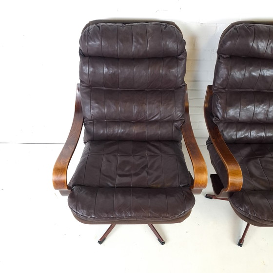 Image 1 of 2x Vintage Swivel Armchair Danish Design