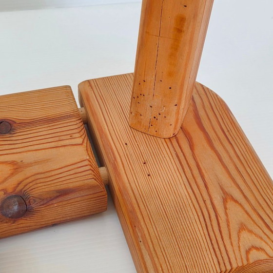 Image 1 of TABOURET VINTAGE SUEDOIS SCANDINAVE 1950 EN PIN DE OLOF OTTELIN POUR FINNSAUNA