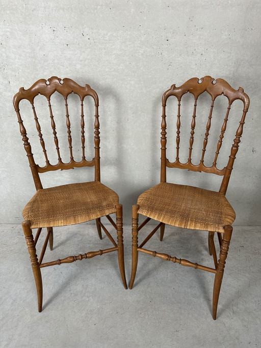 2x vintage original Chiavari chairs - wood