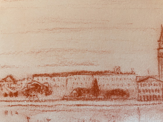 Image 1 of Signed Sanguine Landscape View of Venice Saint Mark's Square Venice