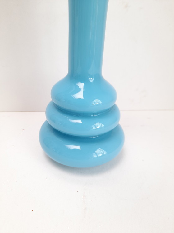 Image 1 of Blue opaline vase with space age rings