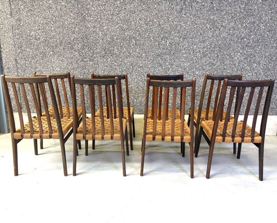 Chaises de salle à manger danoises en corde, lot de 8 - années 60 – Paper, Wood (photo 6 of 10)