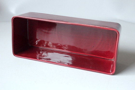 Image 1 of Vis pot Haring pot Matjestopf Keramiek bordeaux-rood - Vintage