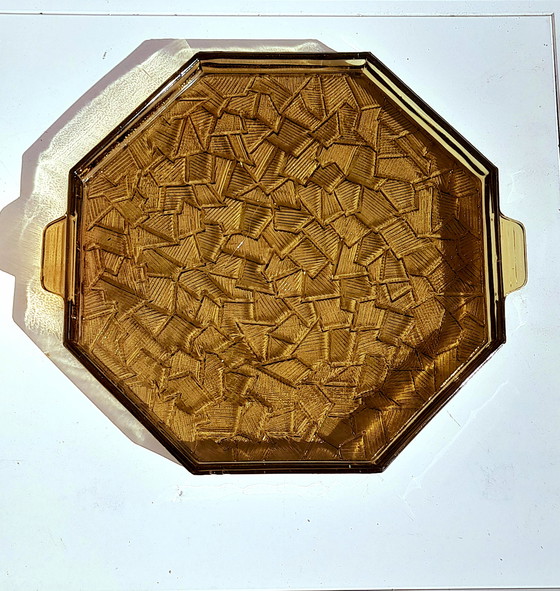 Image 1 of Bandeja de cristal ahumado Art Déco