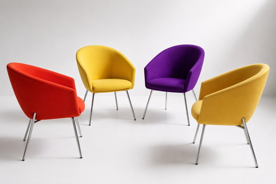 4 x Originele Artifort Megan Fauteuils van Rene Holten – Metal, Textile (photo 7 of 9)