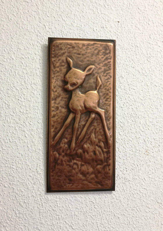 Image 1 of Targa murale Giovane Cervo Rame