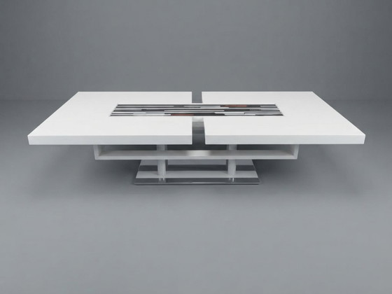 Postmodern Coffee Table by Compar, Venice – Genuine Murano Glass Inlay – Wood (photo 2 of 8)