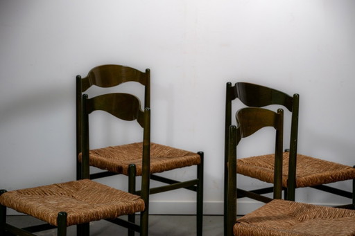 Sillas de comedor de haya verde y junco
