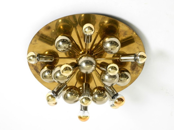 Image 1 of Original 1970s large Cosack Sputnik Space Age ceiling lamp in brass color