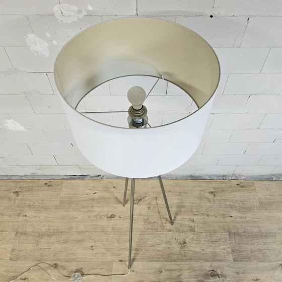 Image 1 of Zuiver tripod floor lamp white fabric shade chrome leg / tripod lamp / dutch design floorlight