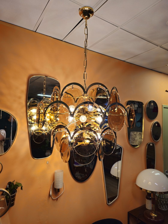 Large Vintage Design Smoked Glass Pendant Lamp 15 Sockets Chandelier Ceiling Lamp – Brass, Metal (photo 7 of 11)