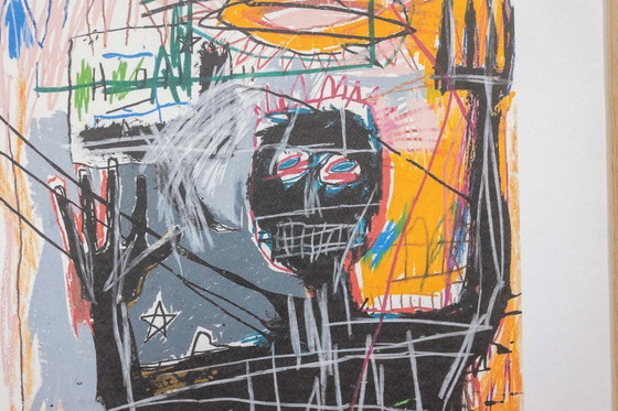 Image 1 of Jean-Michel Basquiat. Genummerde zeefdruk in kleur. Circa 1990.