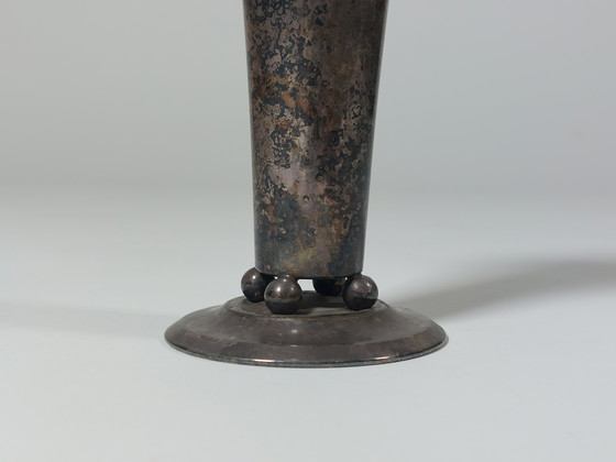 Image 1 of Beautifully patinated silver-plated table vase with ball feet, WMF Art Deco