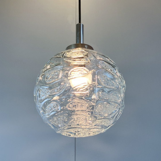 Image 1 of Ensemble de deux lampes de chevet et une suspension de Graebe, abat-jour en verre, années 1960