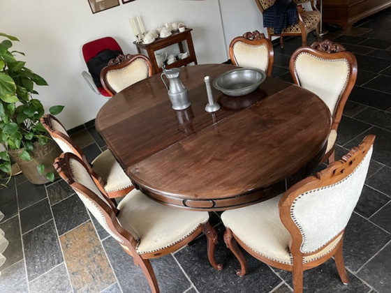 Image 1 of Tavolino Biedermeier con 6 sedie Biedermeier