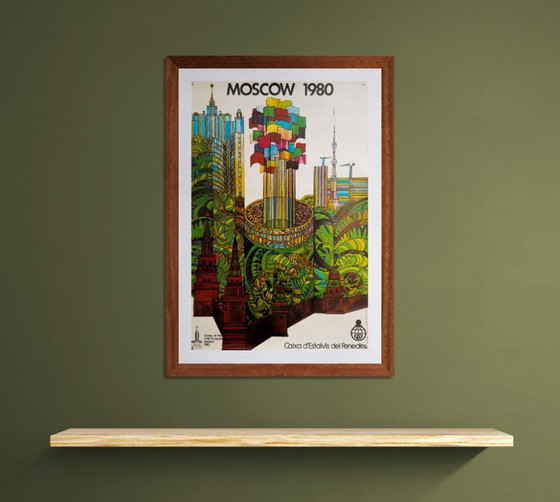 Image 1 of 🏅 Moscow 1980 – Original Olympics Poster by V. Davidov (Spanish Sponsor Edition) – 1980 | 61 x 41cm