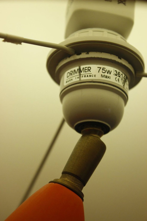 Image 1 of Louis Drimmer - Grande lampada a forma di ciottoli in ceramica arancione, design postmoderno, anni '80