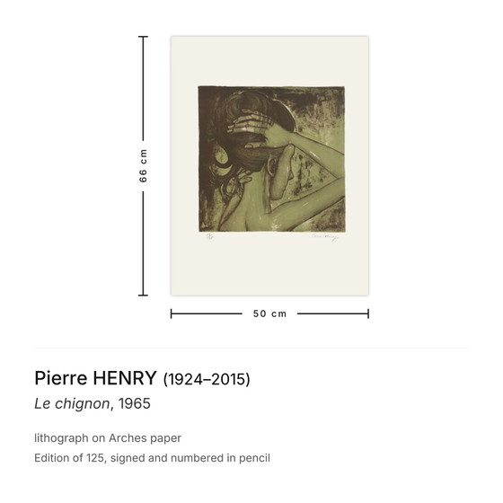 Pierre Henry Lithographie Signée Le Chignon 1965 – Lithographies et sérigraphies, Paper (photo 3 of 5)