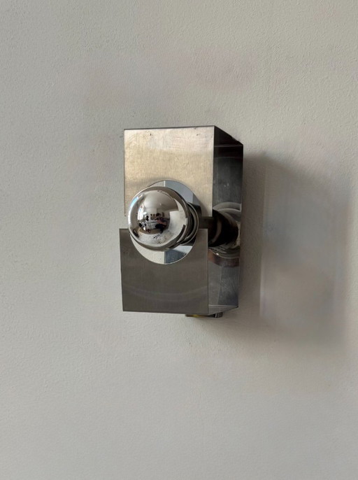 Applique vintage, metallo spazzolato, Francia, 1970