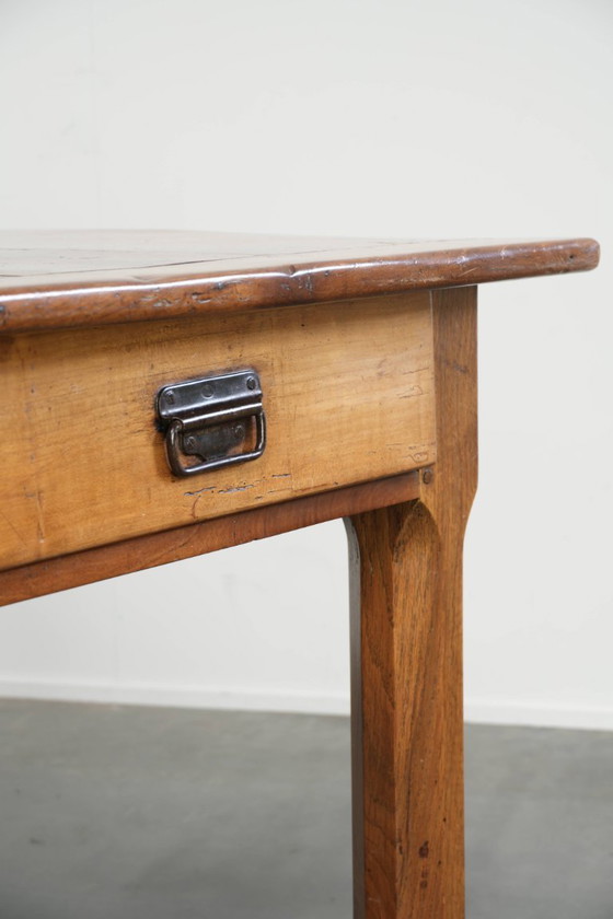 Characterful Antique French Dining Table from the 18th Century with a Fruitwood Top and an Oak Base (photo 10 of 13)