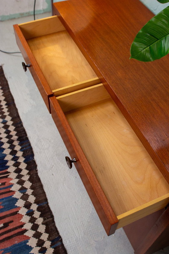 Image 1 of Vintage chest of drawers sideboard pattern ring teak nut mid century 60s