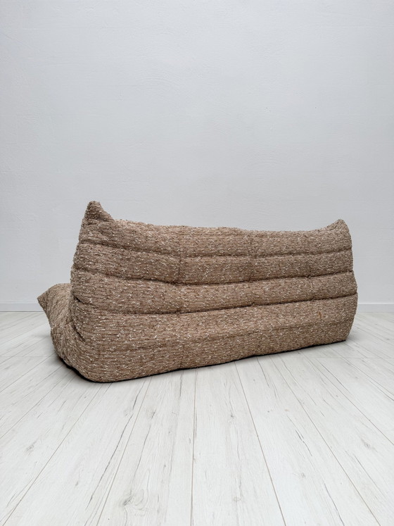 Image 1 of Vintage originele getextureerde Bouclé Togo 3-zitsbank van Michel Ducaroy voor Ligne Roset
