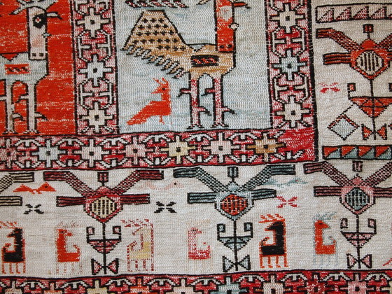 Image 1 of Handmade vintage Persian Sumak silk kilim 4.1' x 6' (125cm x 183cm) 1960s - 1C483