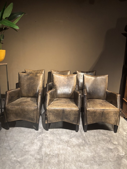 Chaises de salle à manger Art Déco en peau de mouton (6 pièces)