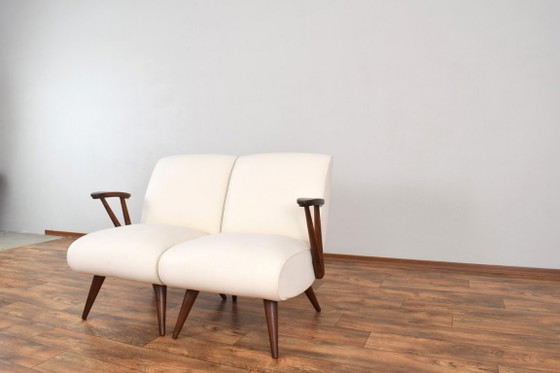 Mid-Century Modular Polish Armchairs, 1960s, Set of 2 – GFM, Wood, Wool (photo 7 of 20)