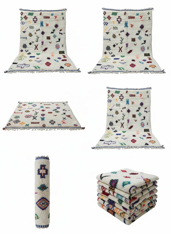 Image 1 of Tapis Marocain Coloré en laine naturelle. Tissé par des artisans