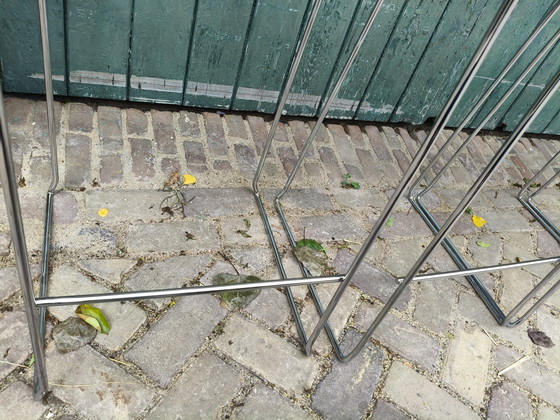 Image 1 of 3x Vintage leather bar stools - style Giandomenico Belotti for Alias