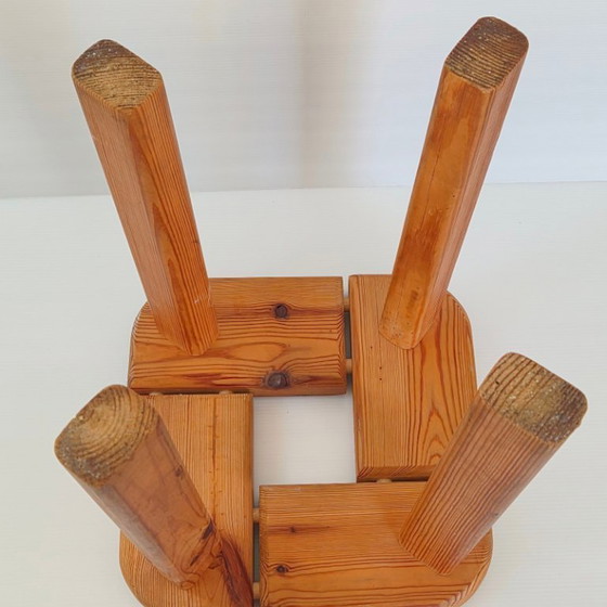 Image 1 of TABOURET VINTAGE SUEDOIS SCANDINAVE 1950 EN PIN DE OLOF OTTELIN POUR FINNSAUNA