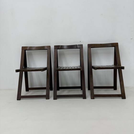 Image 1 of Set di 3 sedie pieghevoli in legno di Aldo Jacober per Alberto Bazzani, anni &#39;60
