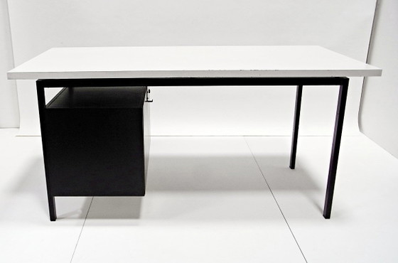 Image 1 of Writing Desk in Black Stained Oak with White Lacquered Top by Herbert Hirche for Christian Holzäpfel KG, Germany, 1960s
