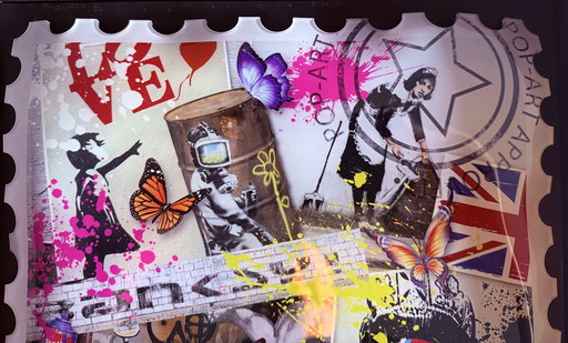 Ad van Hassel (1953) - Luxury Art Stamp - Homage to Banksy I