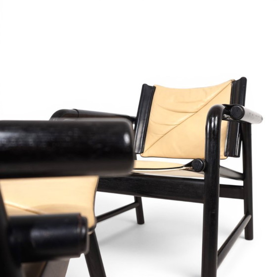 Image 1 of WK Möbel leren fauteuil met voetenbank – toegeschreven aan Hans Eichenberger, 1970