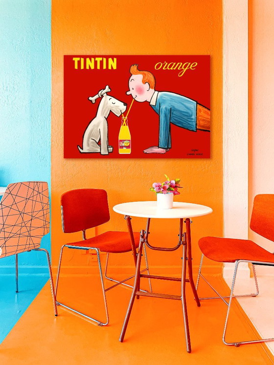 „Tim und Struppi Orange“ Illustration für eine Limonade von Savignac nach Hergé – Poster 100 x 70 cm – Paper (photo 5 of 10)