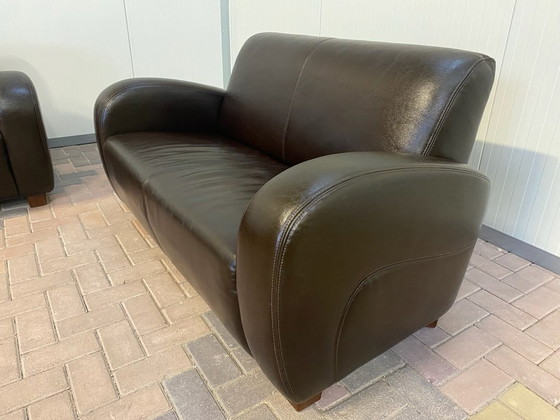 Image 1 of Divano in vera pelle marrone 3 + 2,5 posti