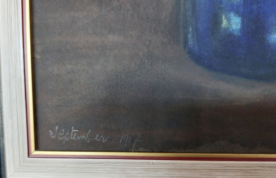 Image 1 of Naturaleza muerta al pastel de la Escuela Europea (1917)