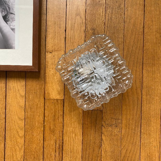 Lampada da parete/soffitto in vetro quadrato minimalista, anni '70-'80