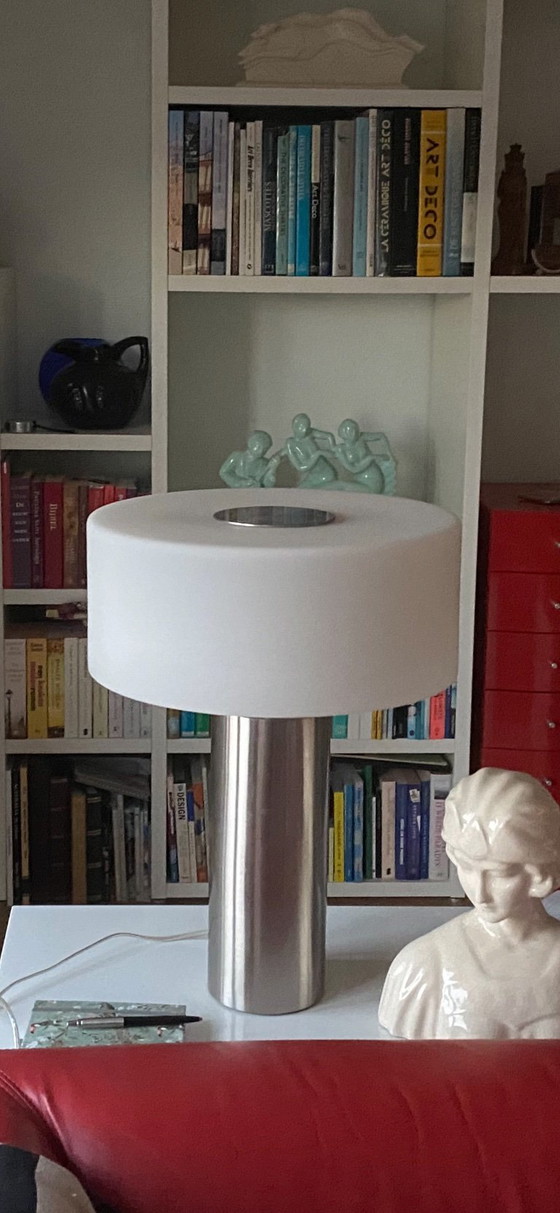 Moderne Designlampe, Tischlampen, Chrom, Weiß (Foto 5 von 6)
