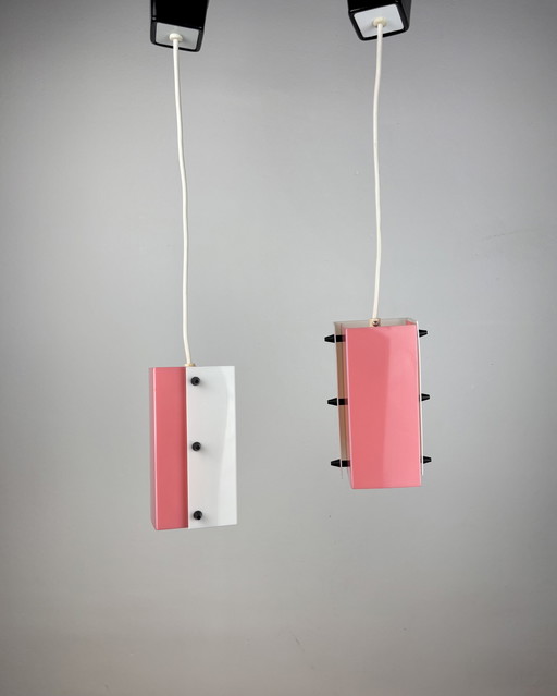 Lampe pendante Space Age, Acrylique, 1960s, Mid Century, Lampe Vintage, Rose-Blanc, Allemagne, 50s, Pop Art, Minimalisme, Indust