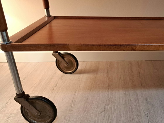 Serveerwagen in Thonet-stijl uit het midden van de 20e eeuw – Teak en chroom, designklassieker uit de jaren (photo 13 of 13)