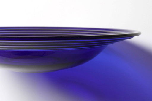 Mid-Century Cobalt Glass Centerpiece Plate: Bormioli Rocco Sapphire Pattern, Italy 1980s