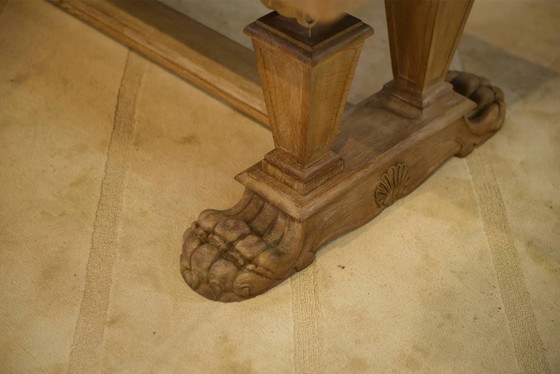 Grote sculpturale eiken tafel uit de jaren 50. – Eettafels, Vintage (photo 5 of 14)