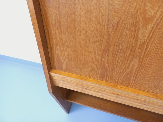 Image 1 of Meuble secrétaire bibliothèque de rangement vintage en bois de chêne des années 60