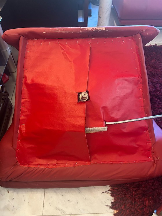 Rolf Benz 6500 Fauteuil Rood Leer – Draaistoelen, rvs (photo 7 of 8)